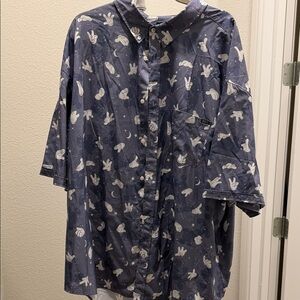 RSVLTS Disney Navy Button-Down Shirt with White Hand Motif